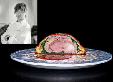 Chef of Restaurant Yuu with a signature dish