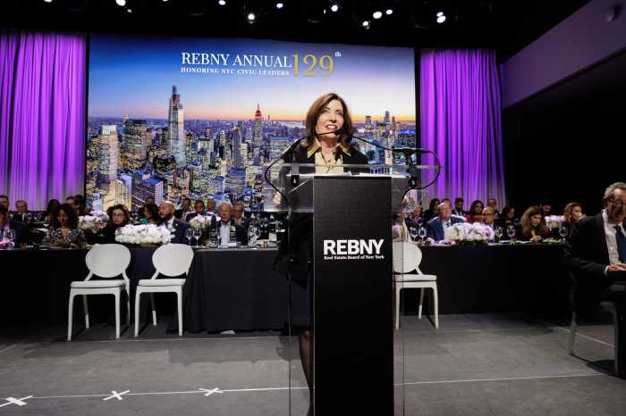 Governor Kathy Hochul speaks at the annual REBNY Gala, celebrating the real estate industry.