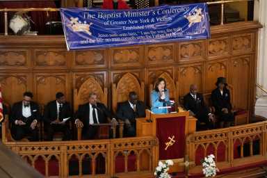 Governor Kathy Hochul delivers remarks at the Baptist Ministers Conference of Greater New York and Vicinity’s 57th Annual Dr. Martin Luther King Jr. Day Celebration.