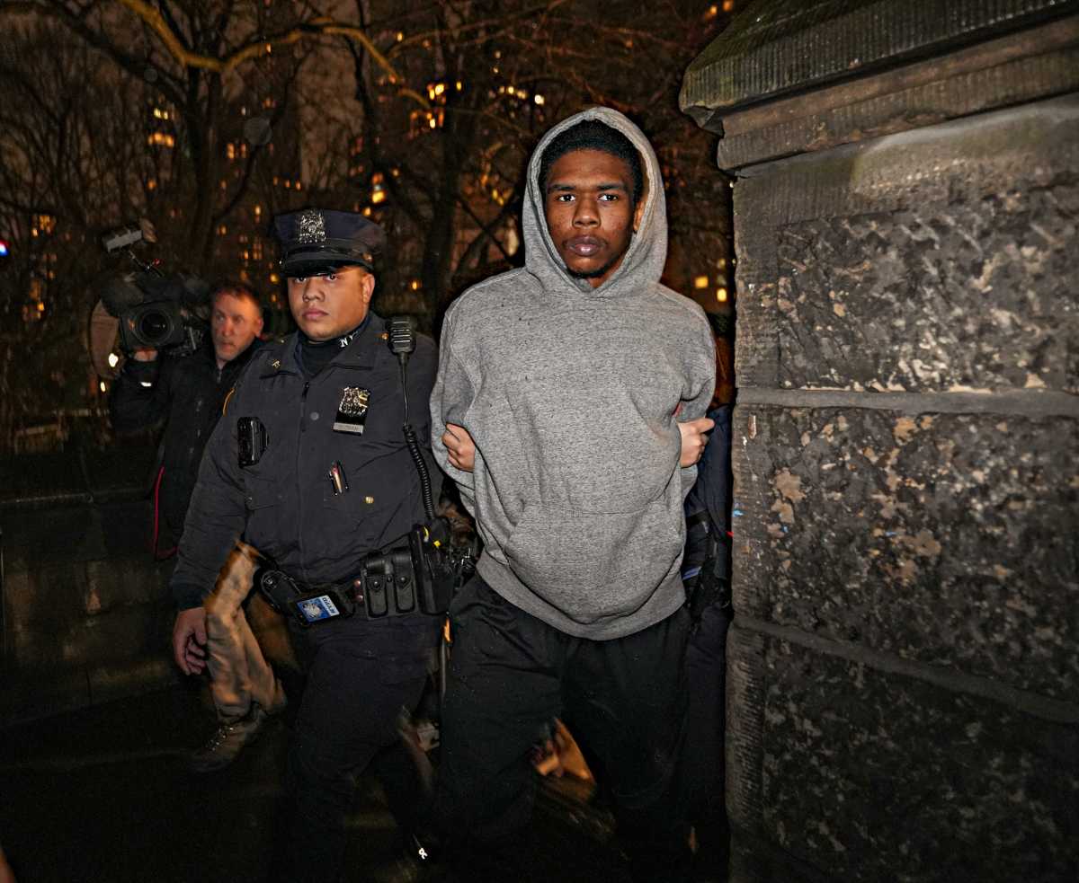 Police arresting the suspect