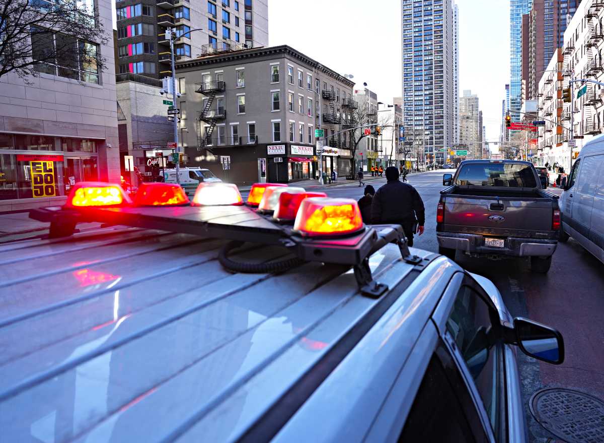Police pull over a driver.