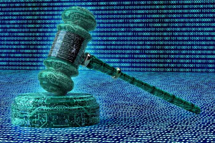 Cybersecurity gavel in court