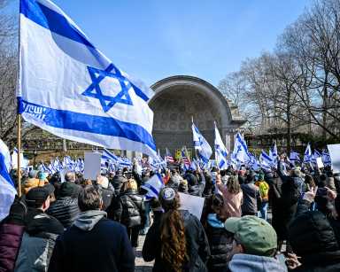 Participants at the Feb. 23, 2025 rally in Central Park proudly waved Israeli flags and carried posters with the pictures, names, and ages of the hostages still in Hamas captivity.