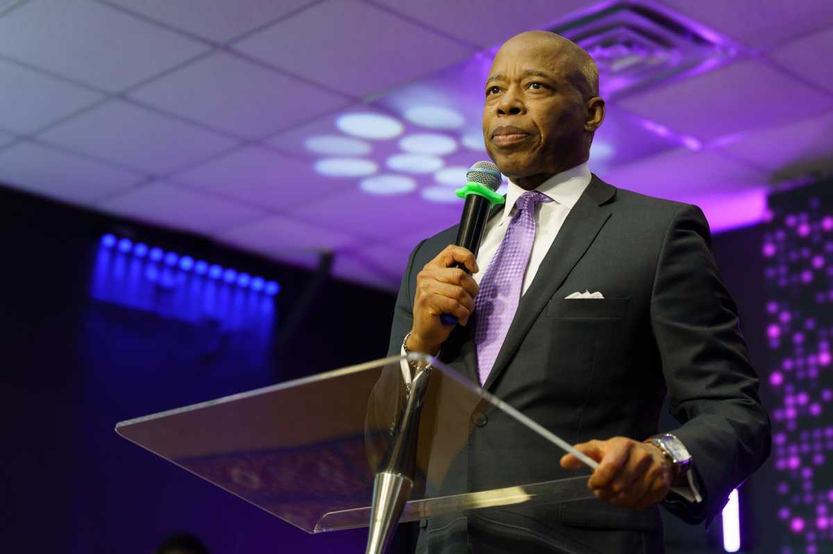 Mayor Adams speaking at a Bronx church