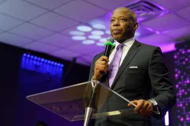 Mayor Adams speaking at a Bronx church