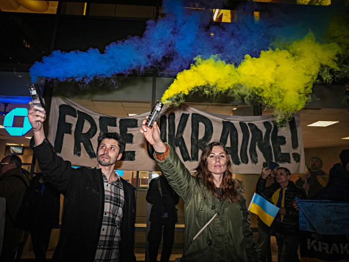 Rally for Ukraine in East Village urge continued U.S. aid and action against Putin's Russian forces 2 A group of protesters called on their community to continue their support for Ukraine following President Trump's decision to remove military aid.