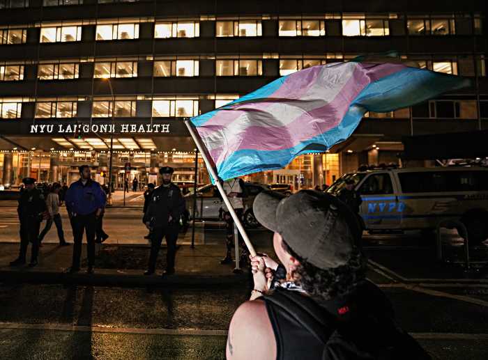 Trans rights protesters march on NYU Langone