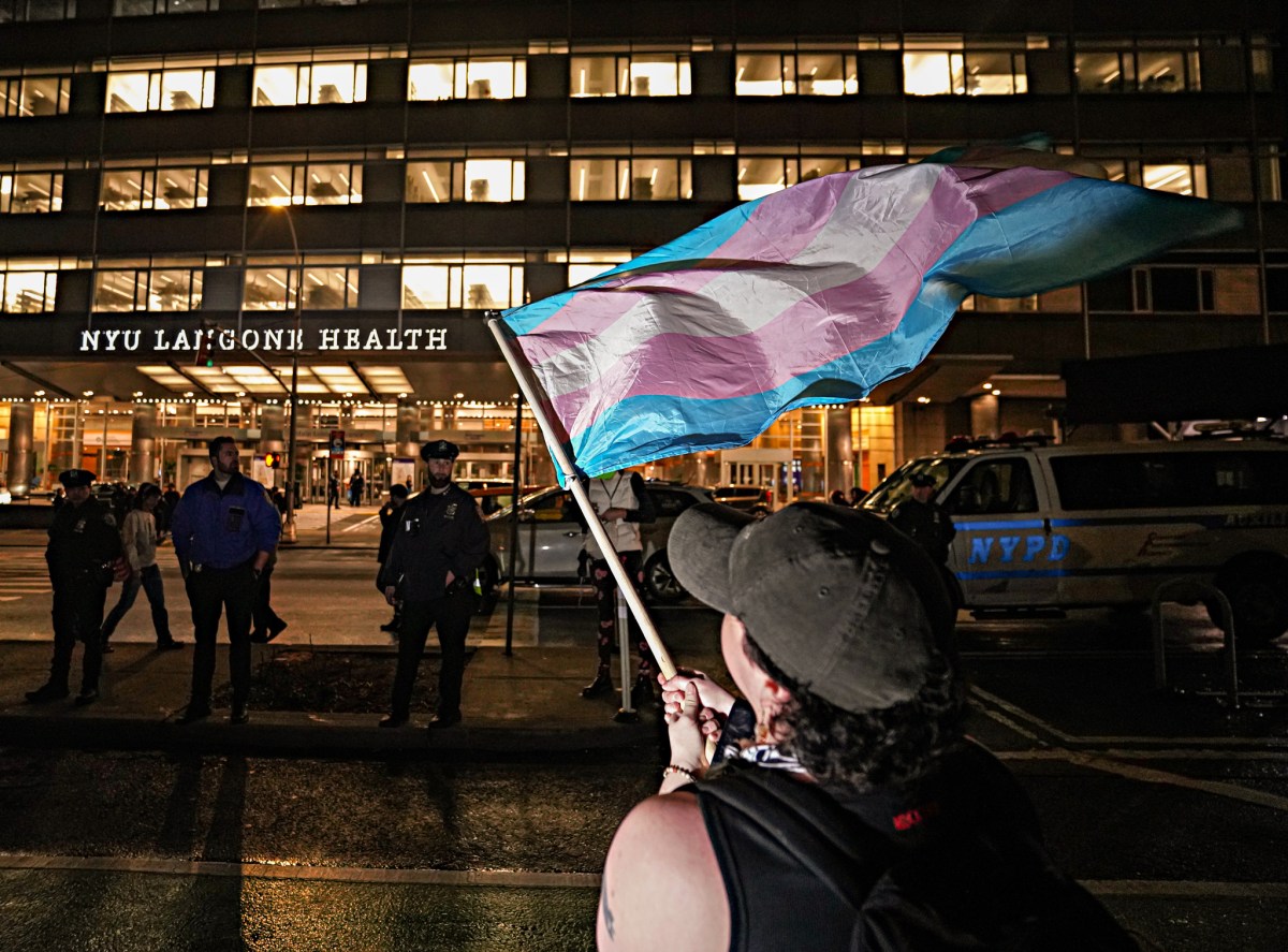 Trans rights protesters march on NYU Langone