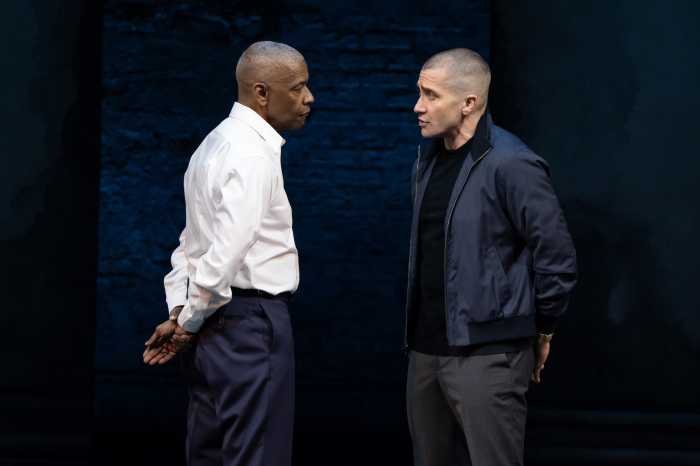Denzel Washington as Othello and Jake Gyllenhaal as Iago in "Othello" on Broadway.