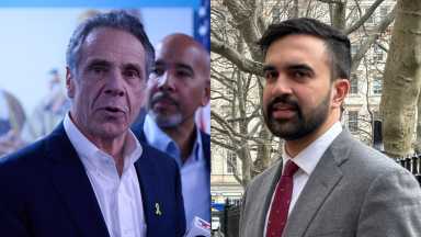 Former Gov. Andrew Cuomo (left) and Assembly Member Zohran Mamdani (right).