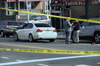 Police at Brooklyn police shooting scene