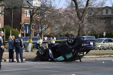 an overturned vehicle after a deadly Brooklyn crash