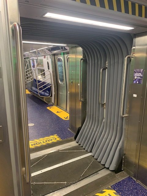 'G' as in 'gangway': MTA unveils new walkthrough subway cars on Brooklyn-Queens train line 2 The open gangway of the G train.