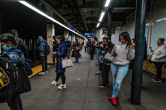 Subway riders on cell service