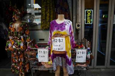 Manhattan business displays cheap garments amid Trump tariffs