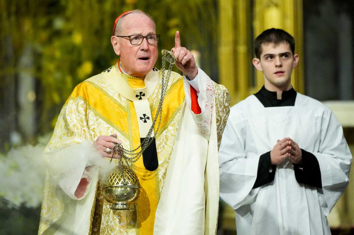 Cardinal Dolan speaking at St. Patrick's Cathedral