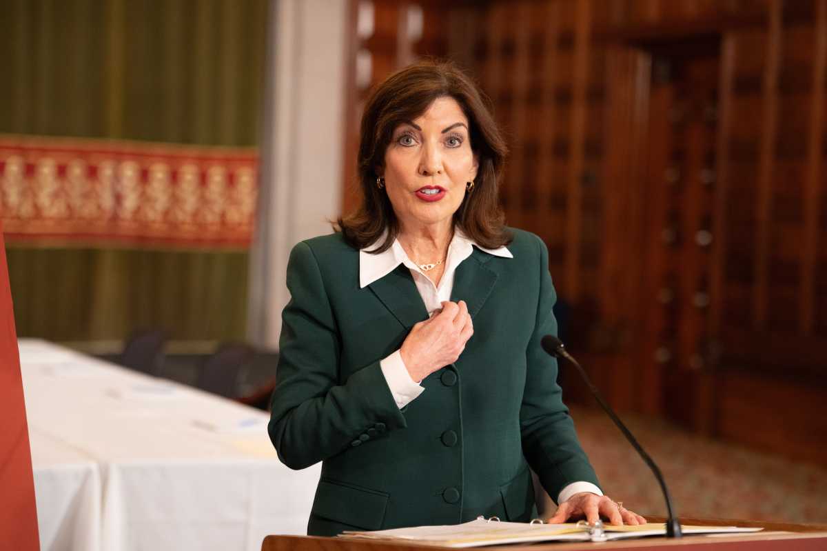 Gov. Kathy Hochul speaking about FEMA funding cuts