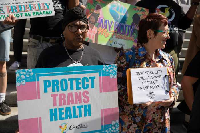 Activists rallied alongside legislators ahead of the passage of the package  protecting the rights of trans and gender-nonconforming New Yorkers 