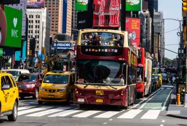 NYC tour bus in Times Square