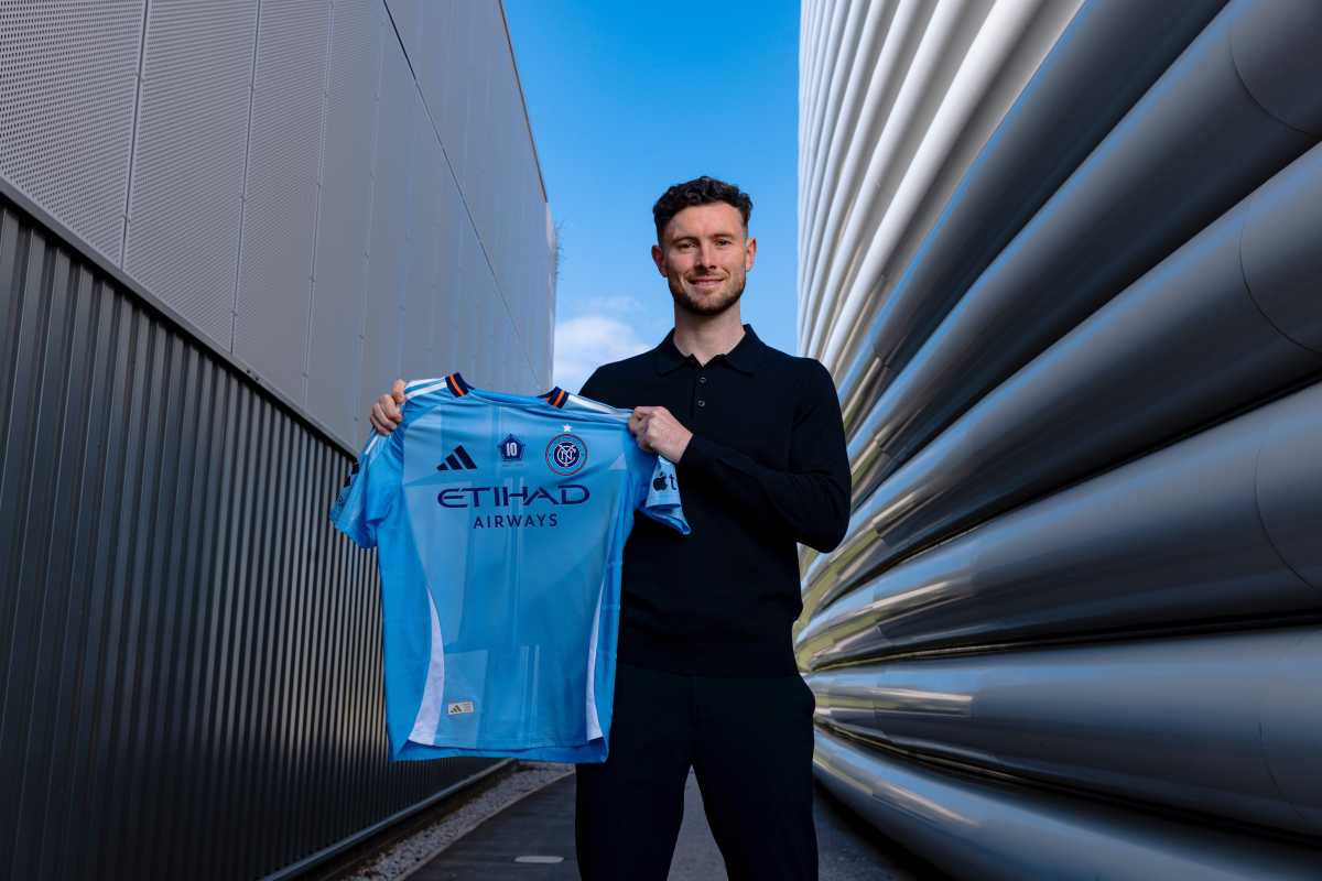 NYCFC signs Australian midfielder Aiden O’Neill through the 2028 MLS season 2 Aiden O'Neill holding a NYCFC jersey
