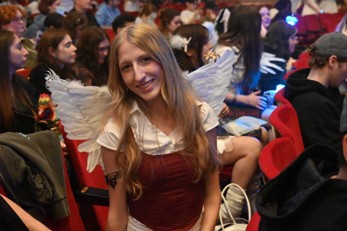 An ARTMS fan dressed up in angel wings for the show.