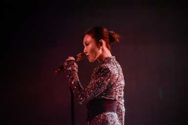Hwasa performs in Brooklyn.