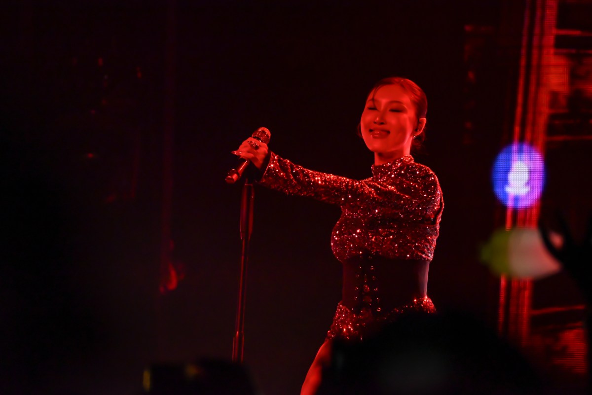 Hwasa performs in Brooklyn.