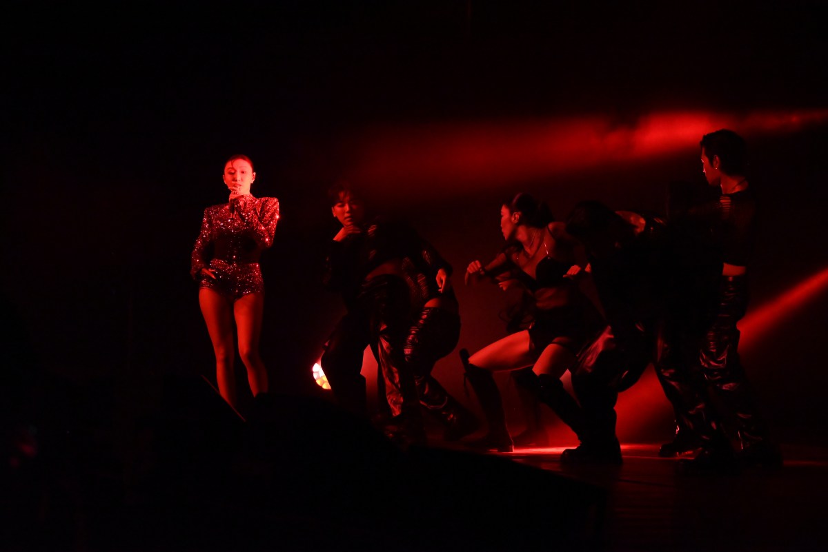 Hwasa performs in Brooklyn.