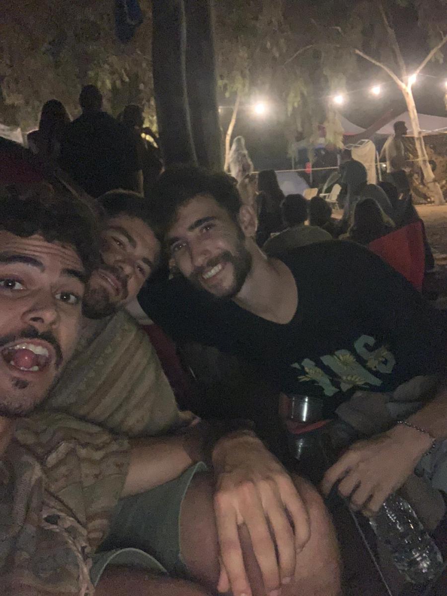 Itay Hamer with friends at the Nova Music Festival.