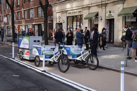 a cargo bike on an Upper West Side street