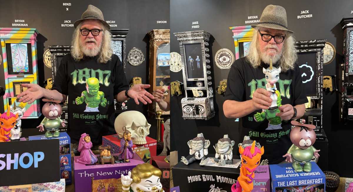 Ron English displays his toys