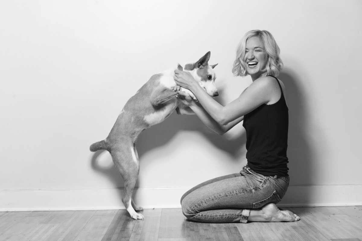 Pets and the City | What type of dog should you get in New York City? 6 fern kneels next to her dog bette, who is standing on two legs