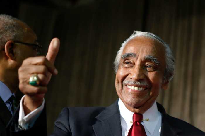 photo of Charles Rangel making a thumbs up motion
