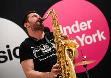 Trojan Horn Brass Band at Auditions for the Music Under New York (MUNY) program for the MTA