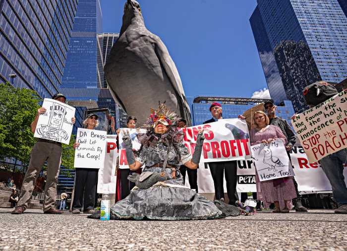 Animal rights activists protest pigeon poaching in NYC