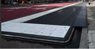 one of several bus-loading platforms in NYC