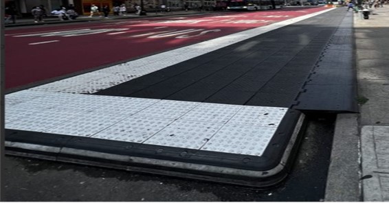 one of several bus-loading platforms in NYC