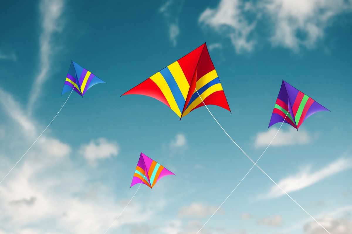 Kites flying with sky background - Image