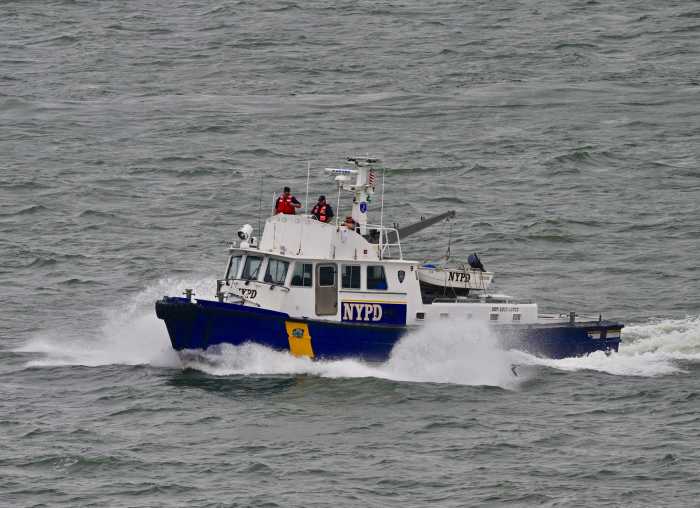 File photo of an NYPD Harbor Unit patrol boat: Divers and marine units were deployed to the East River on May 30 as part of a multi-agency search for a missing 15-year-old girl near Roosevelt Island
