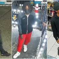 Police seek trio after man pistol-whipped in Washington Heights robbery 17 The NYPD released these surveillance images of three alleged suspects accused of robbing and assaulting a man inside a Washington Heights store on March 11.