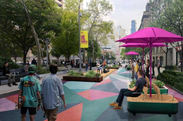 Jackie Robinson statue among six state-funded projects planned for Hudson Square 3 A look at the proposed expansion of Spring Street Park, which will add a permanent plaza along Little 6th Avenue.