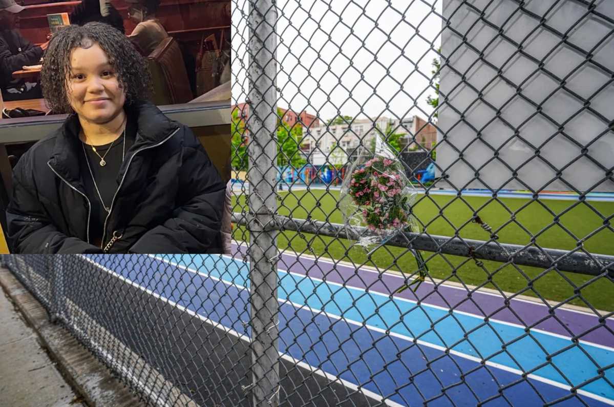 flowers at Bronx site where girl was shot and killed with stray bullet