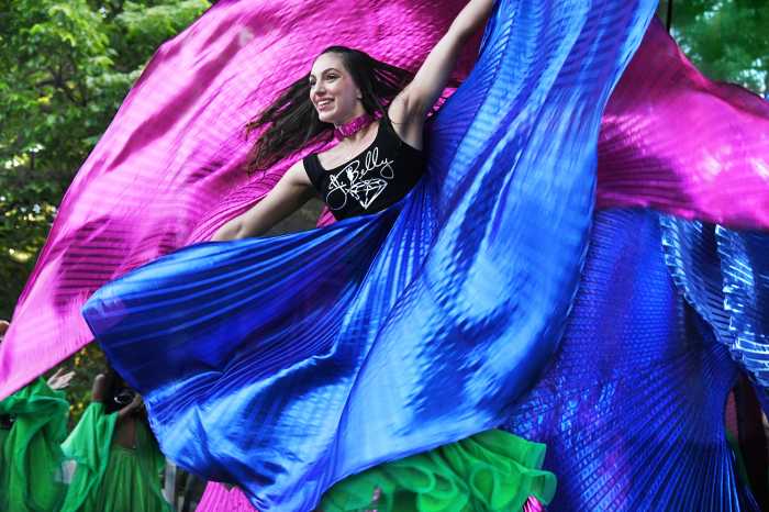 East Village Dance Parade dancer in colorful dress