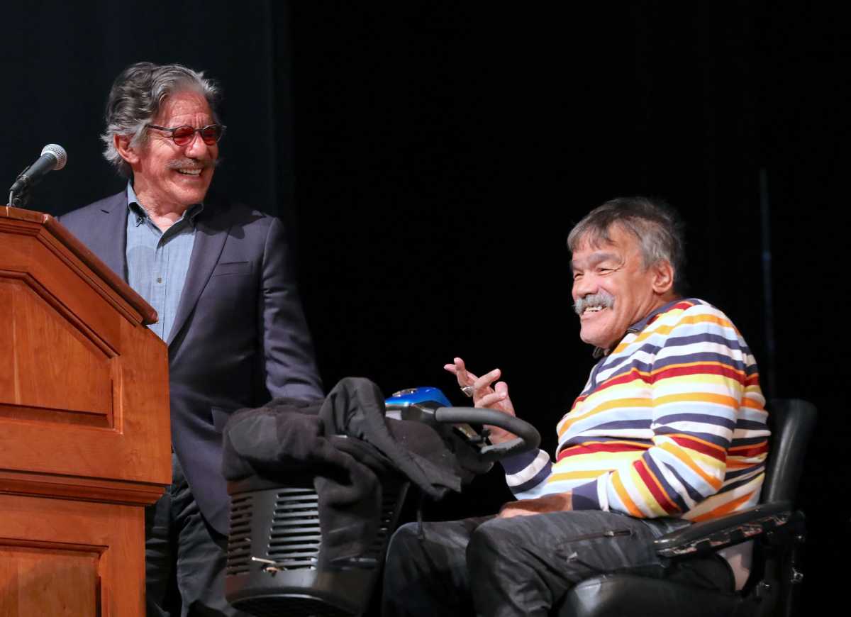 'Never go back!' Hundreds united on Staten Island for 50-year celebration of Willowbrook State School closure decree 2 Geraldo Rivera speaks with patient over closure of Willowbrook State School
