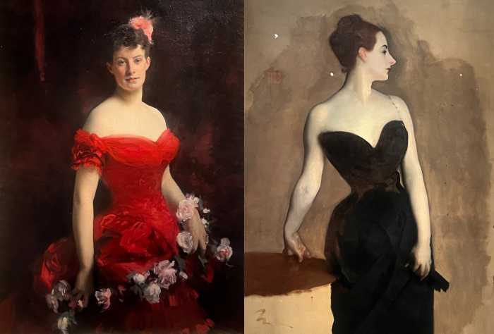 Left: John Singer Sargent's "Portrait de la vicomtesse de Paillade - Château de Blérancourt"; Right, Sargent's infamous "Madame X"