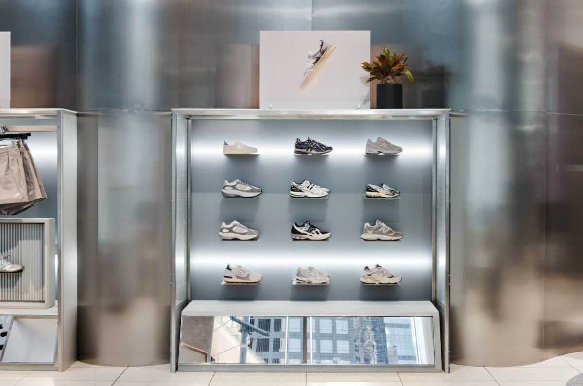 new balance shoes on a wall