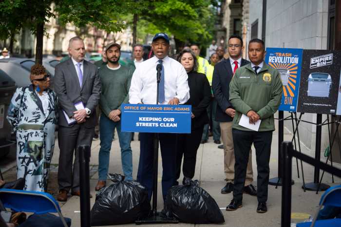 Community Board 9 became New York City's first neighborhood to designate 100 percent of trash for containerization, Mayor Eric Adams announced Monday.