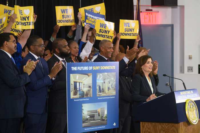 overnor Kathy Hochul announces major health care investments for Central Brooklyn at SUNY Downstate Health Science Education Building in Brooklyn.