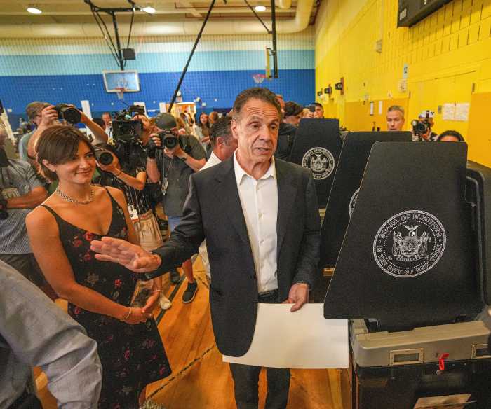 Andrew Cuomo voting on Primary Day