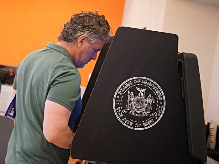 Primary day man at polls